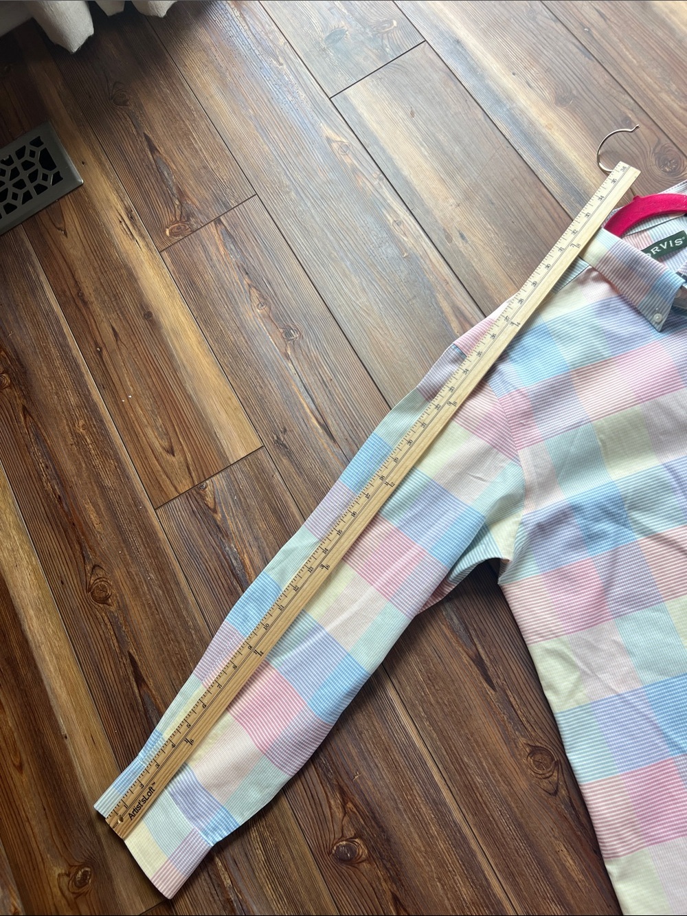 Orvis Pastel Checkered Button-Up Shirt in Yellow, Blue, Pink - Picture 9 of 10